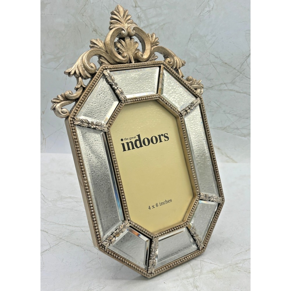The‎ Great Indoors Beveled Mirrored 4x6 Picture Frame Octaganal Vintage Inspired